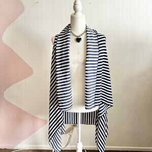 White Striped Asymmetrical Vest Y2K Retro Indie Minimalist Large
